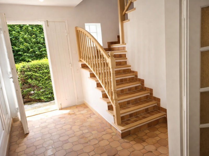 Rénovation d’un escalier d’entrée avec peinture intérieure réalisée en Île-de-France à Sevran